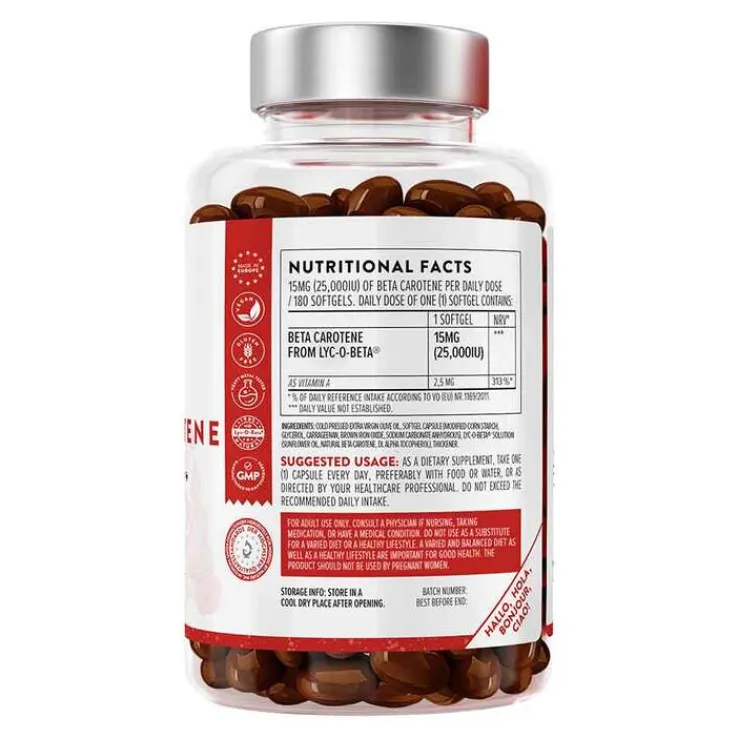 Aavalabs Beta Carotin Vitamin A vegan Weichkapseln, 180 St