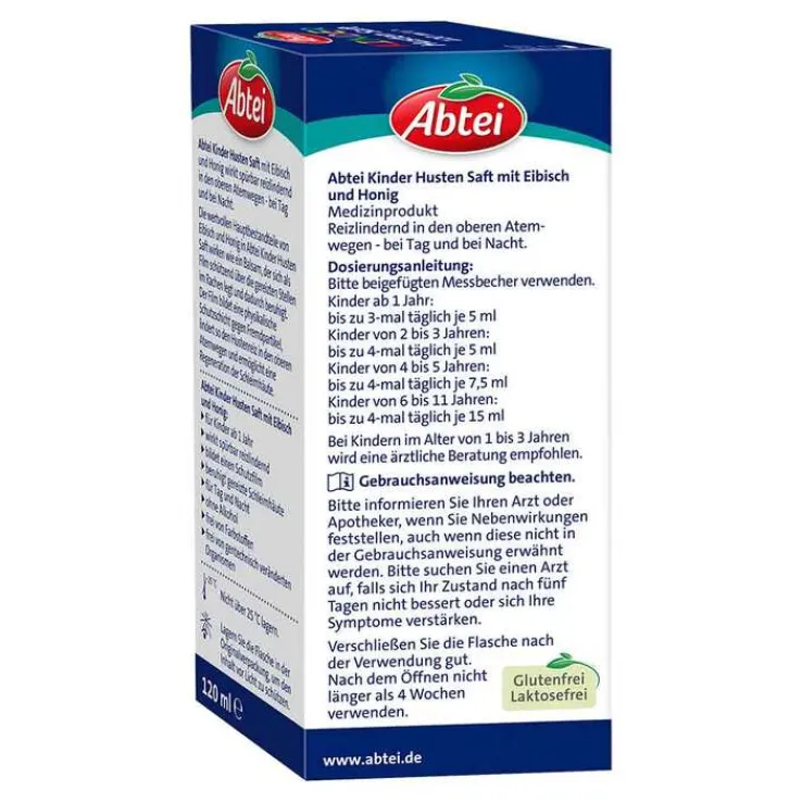Abtei Kinder Husten Saft Eibisch und Honig, 120 ml