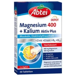 Abtei Magnesium 400 + Kalium Tabletten, 30 St