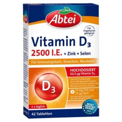 Abtei Vitamin D3 2500 I.E. Tabletten Titandioxidfr, 42 St