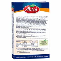 Abtei Vitamin D3 2500 I.E. Tabletten Titandioxidfr, 42 St