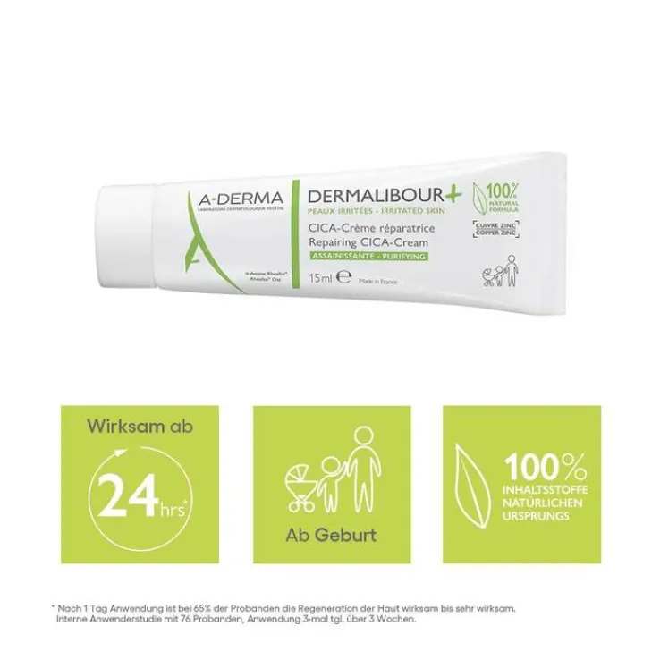 A-Derma Dermalibour + Cica reparierende Creme, 15 ml
