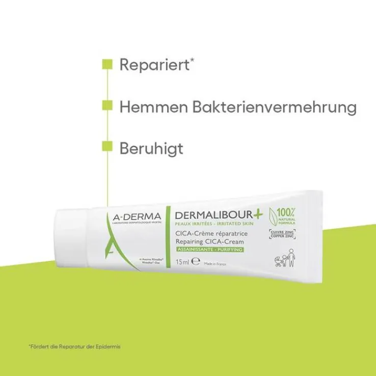 A-Derma Dermalibour + Cica reparierende Creme, 15 ml