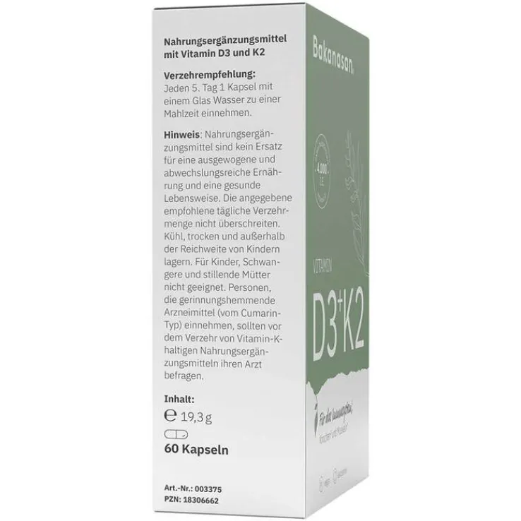 Bakanasan Vitamin D3 + K2 Kapseln, 60 St