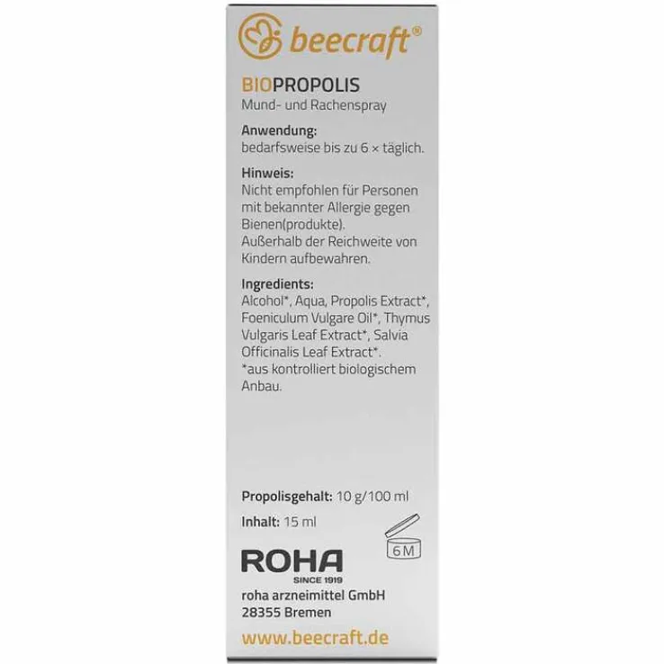 Beecraft Propolis Mund- und Rachenspray, 15 ml