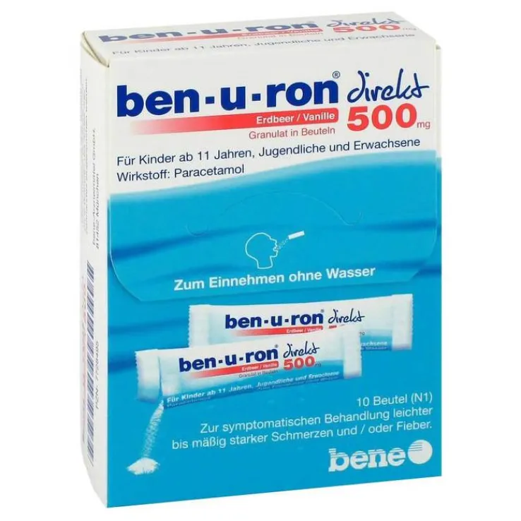 Ben-U-Ron direkt 500 mg Granulat Erdbeer / Vanille, 10 St