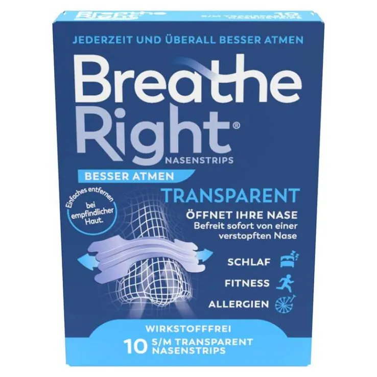 Besser Atmen Breathe Right Nasenpflaster normal transparent , 10 St