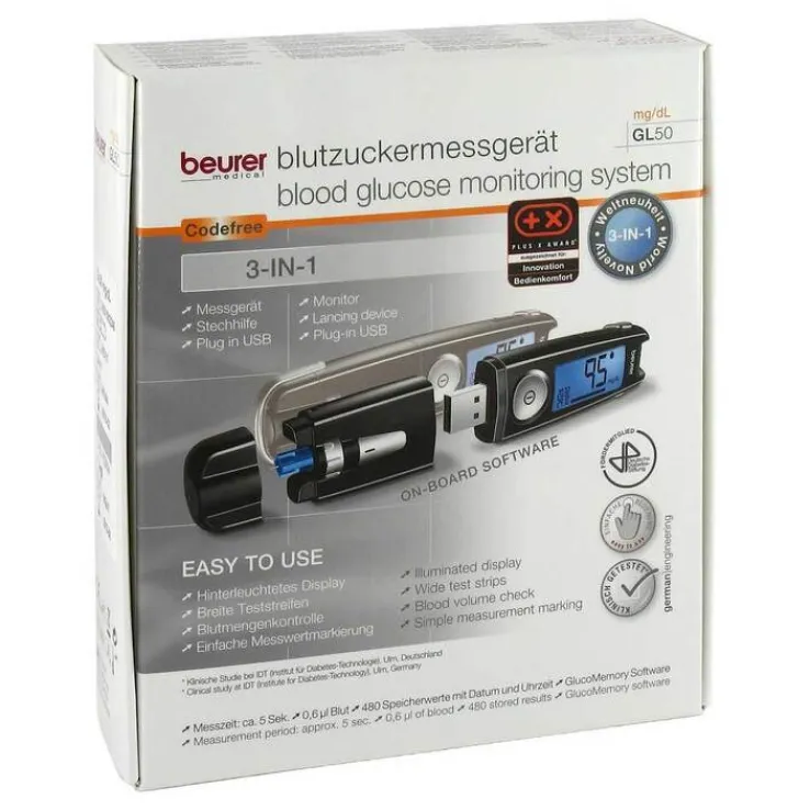Beurer GL50 mg / dl Blutzuckermessgerät schwarz, 1 St