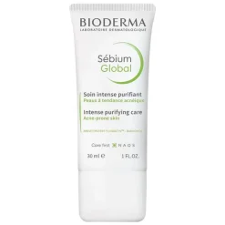 Bioderma Sebium Global Creme für unreine Mischhaut bis zu leichter Akne neigende Haut, 30 ml