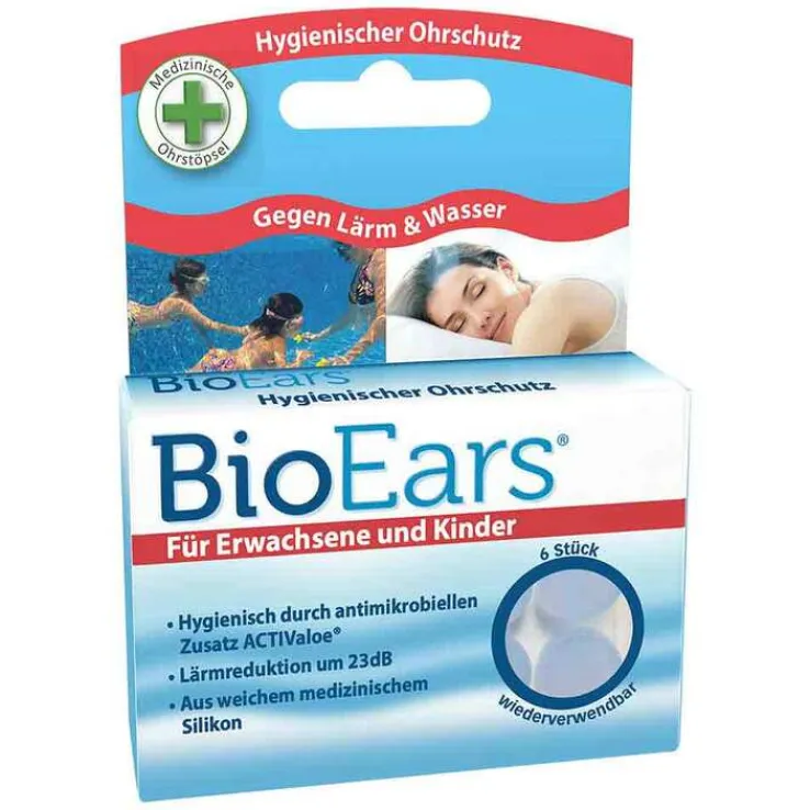 Bioears Silikon Ohrstöpsel antimikrobielle, 6 St