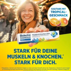 Biolectra Magnesium 250 mg Muskeln & Knochen Aktiv Kautabletten, 30 St