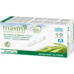 Bio Tampons Super mit Applikator 100% Bio Baumwolle Masmi, 14 St