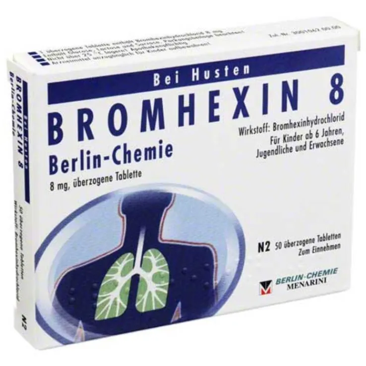 Bromhexin 8 Berlin Chemie überzogene Tabletten, 50 St