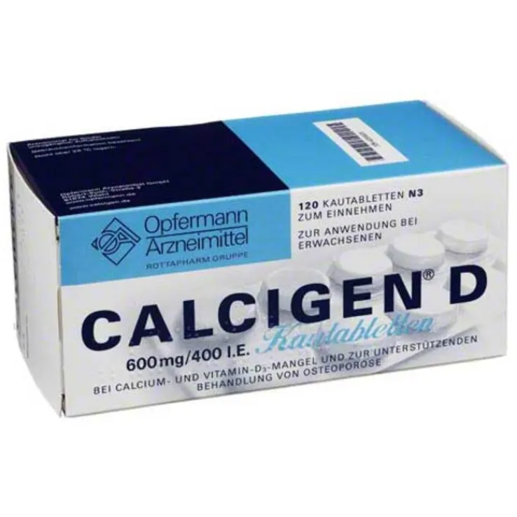 Calcigen D 600 mg / 400 I.E. Kautabletten, 120 St