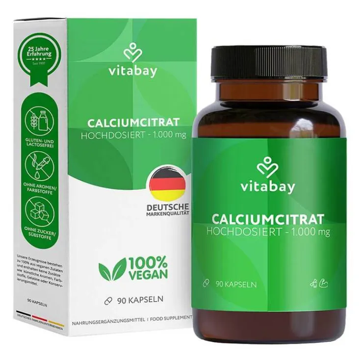 Calciumcitrat 1000 mg Kalzium hochdosiert Kapseln, 90 St