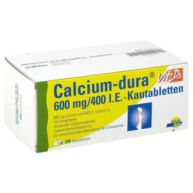 Calcium Dura Vit D3 600 mg / 400 I.E. Kautabletten, 120 St