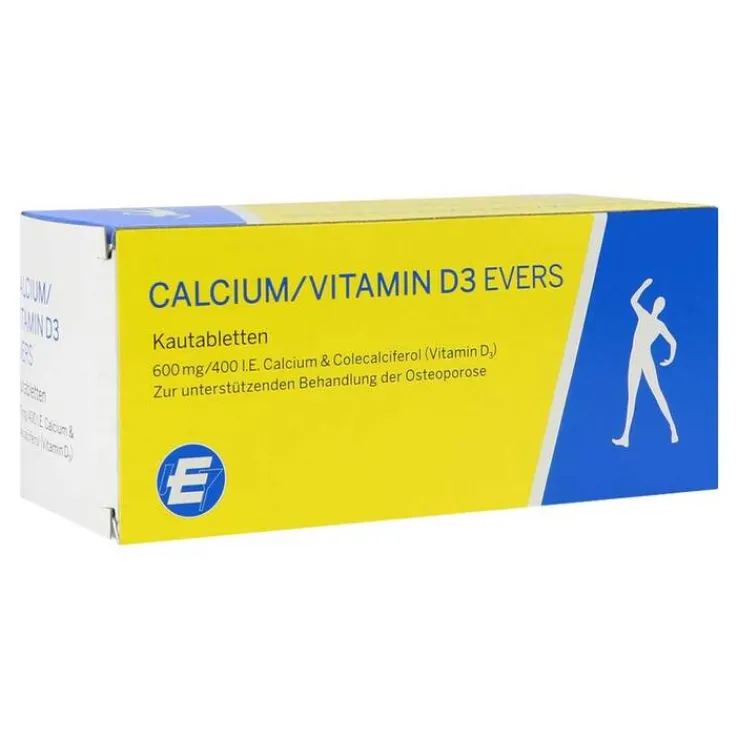 Calcium / Vitamin D3 Evers 600 mg / 400 I.E Kautabletten , 100 St