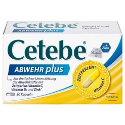 Cetebe Abwehr plus Vitamin C + Vitamin D3 + Zink Kapseln, 30 St