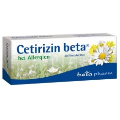 Cetirizin beta® Filmtabletten bei Allergien, 30 St