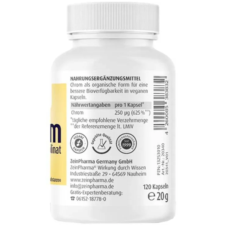 Chrompicolinat 250 µg in vegetarischen Kapseln, 120 St