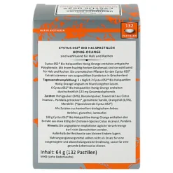 Cystus 052 Bio Halspastillen Honig Orange, 132 St
