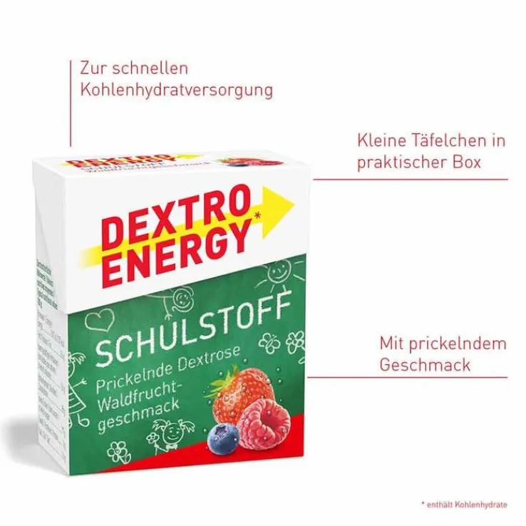 Dextro Energy Schulstoff Waldfrucht Täfelchen, 50 g