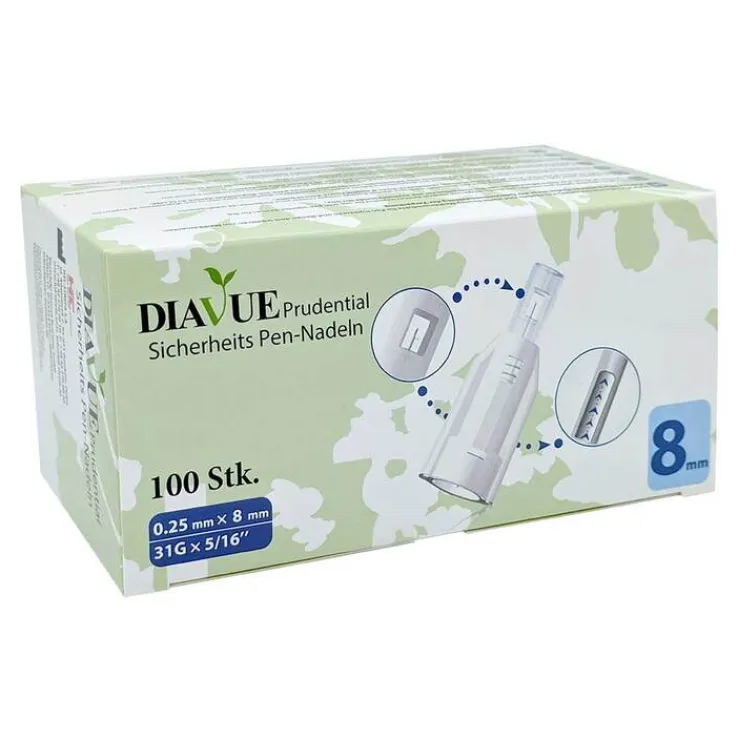 Diavue Prudential Sicherheits Pen-Nadeln 31 Gx8 mm, 100 St