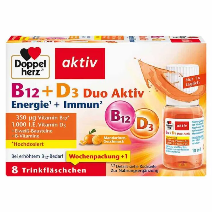 Doppelherz B12 + D3 Duo Aktiv Trinkampullen, 8 St