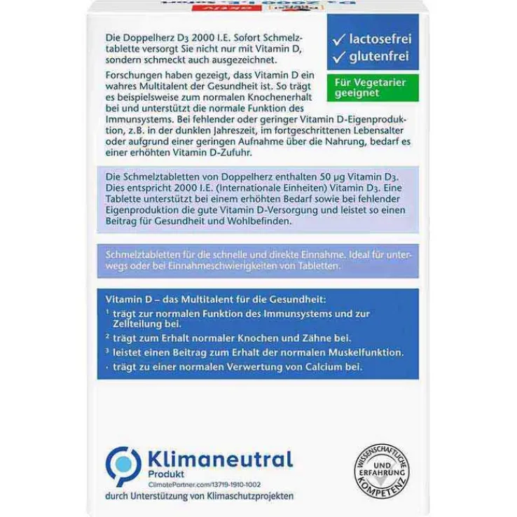 Doppelherz D3 2000 I.E. Sofort Schmelztabletten, 30 St