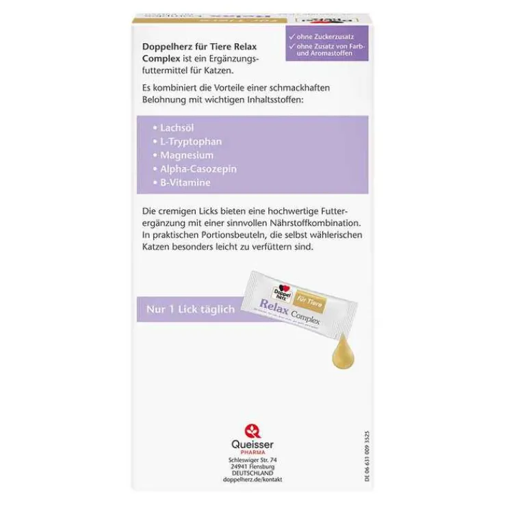 Doppelherz für Tiere Relax Complex Port.Beutel für Kat., 25X10 g