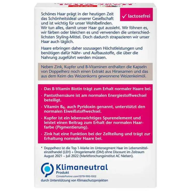 Doppelherz Haar Vital+Zink+Hirseextrakt Kapseln, 30 St