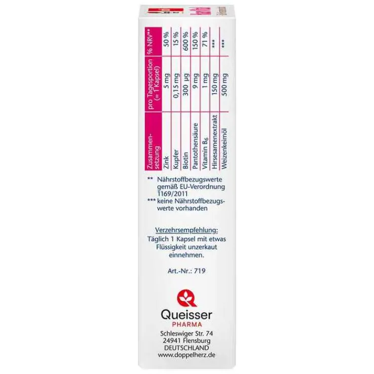 Doppelherz Haar Vital+Zink+Hirseextrakt Kapseln, 30 St