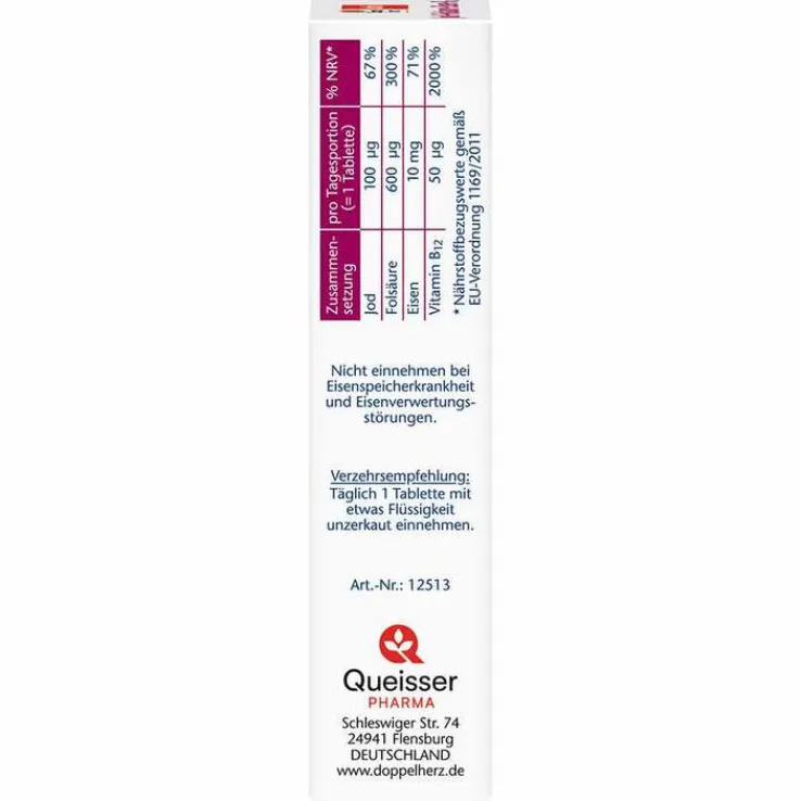 Doppelherz Jod + Folsäure + Eisen + B12 Tabletten, 45 St