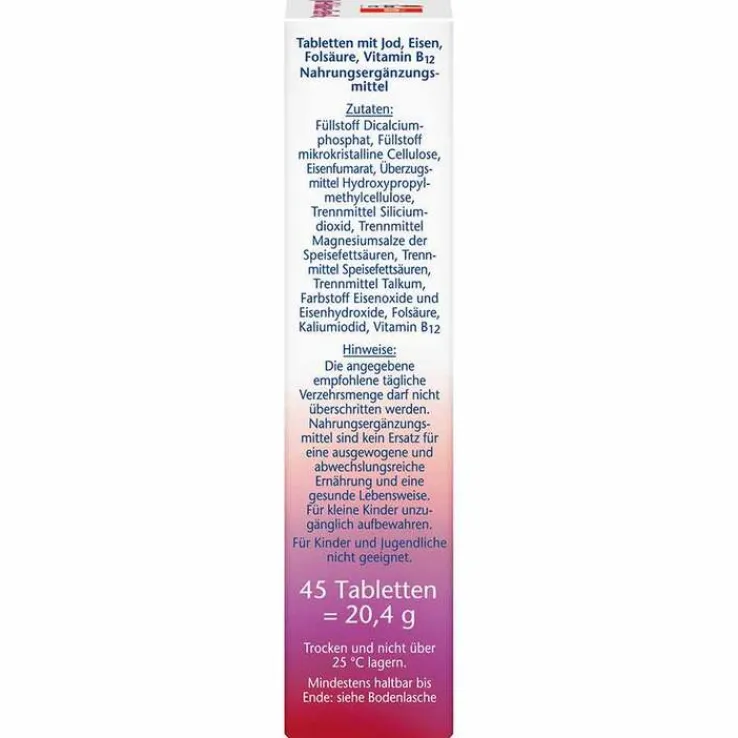 Doppelherz Jod + Folsäure + Eisen + B12 Tabletten, 45 St