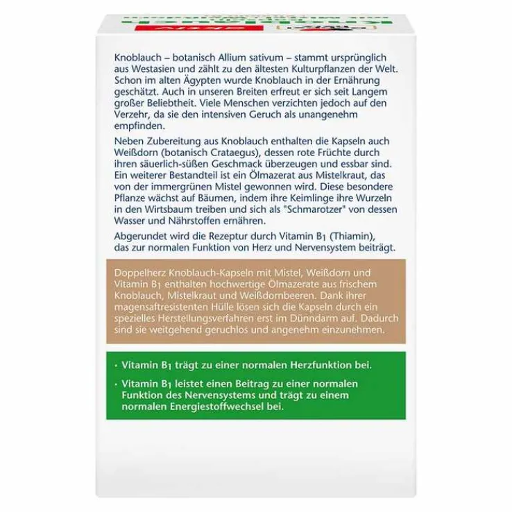 Doppelherz Knoblauch Kapseln mit Mistel + Weißdorn + Vitamin B1, 270 St