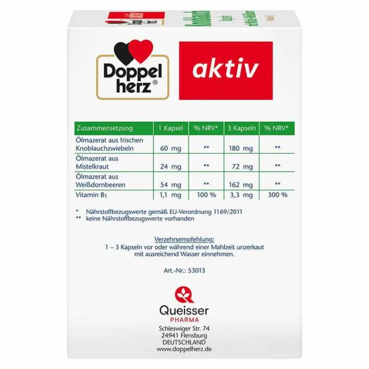 Doppelherz Knoblauch Kapseln mit Mistel + Weißdorn + Vitamin B1, 270 St