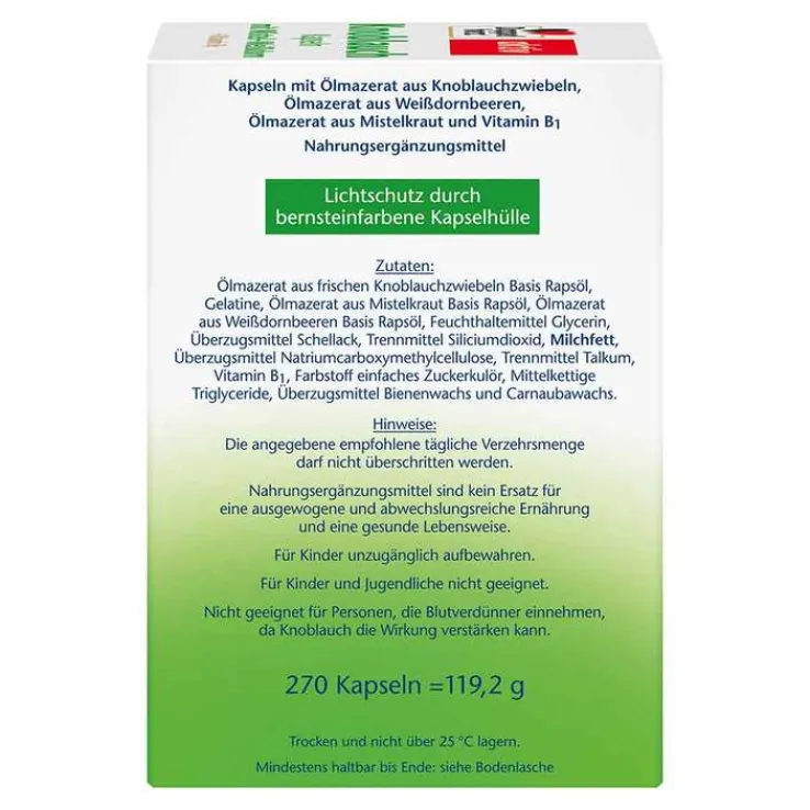 Doppelherz Knoblauch Kapseln mit Mistel + Weißdorn + Vitamin B1, 270 St