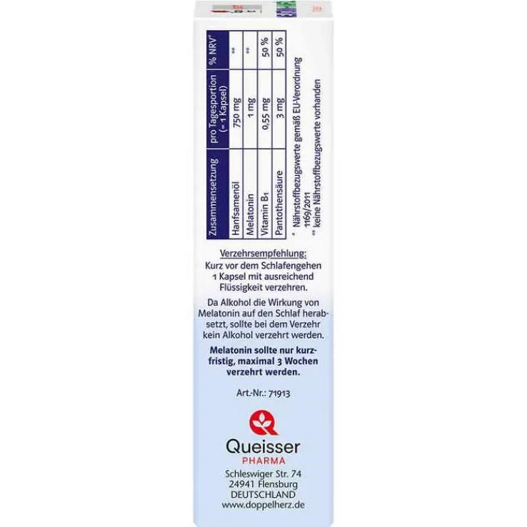 Doppelherz Melatonin + Hanföl system Kapseln, 30 St