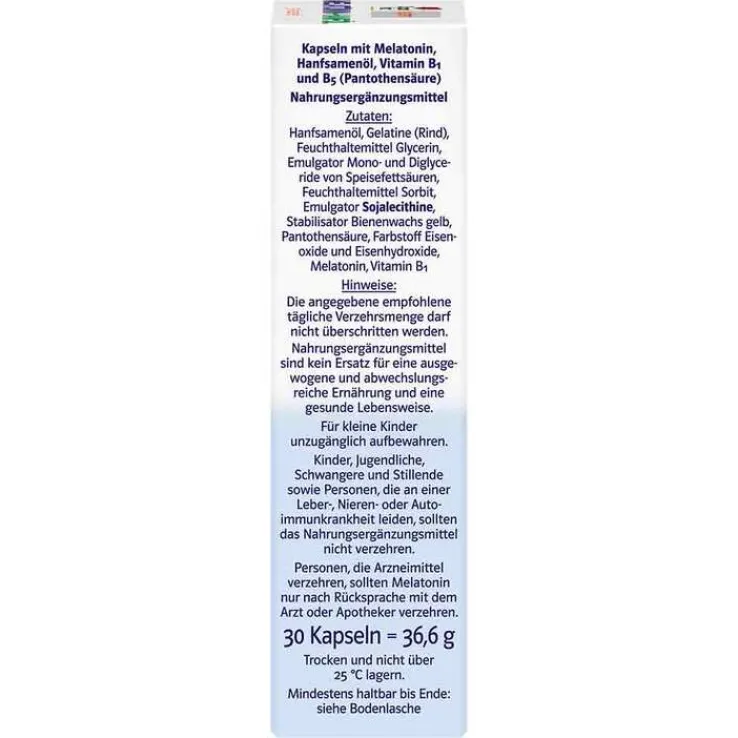 Doppelherz Melatonin + Hanföl system Kapseln, 30 St