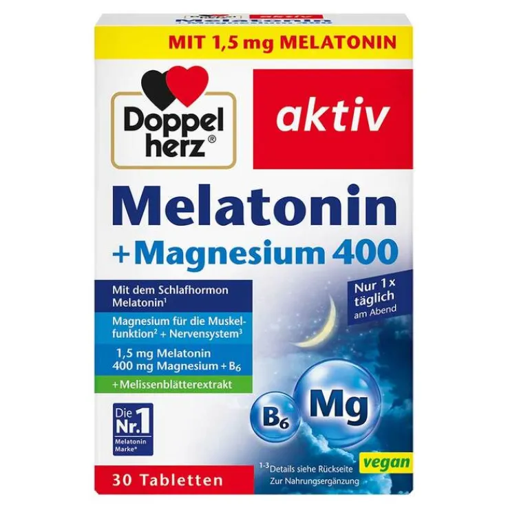 Doppelherz Melatonin + Magnesium 400 Tabletten, 30 St