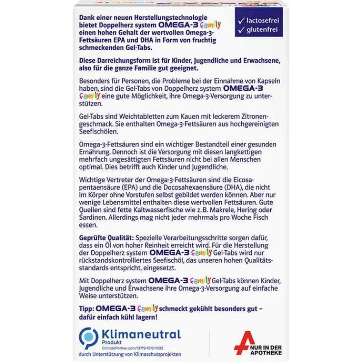Doppelherz Omega-3 Gel-Tabs family system, 120 St
