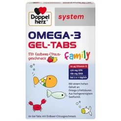 Doppelherz Omega-3 Gel-Tabs family Erdbeer Citrus system, 60 St