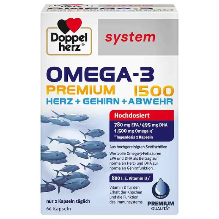 Doppelherz Omega-3 Premium 1500 system Kapseln, 60 St