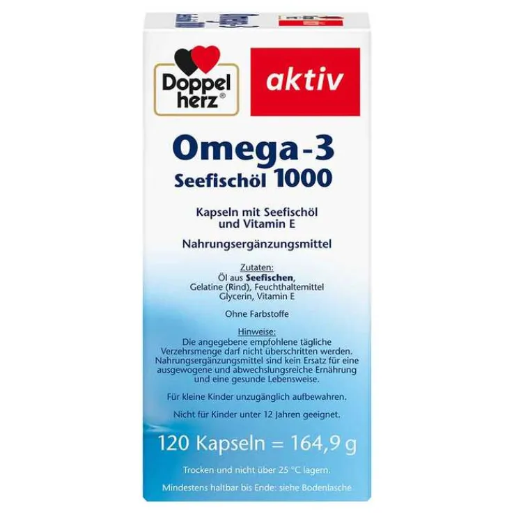Doppelherz Omega-3 Seefischöl 1000 Kapseln, 120 St