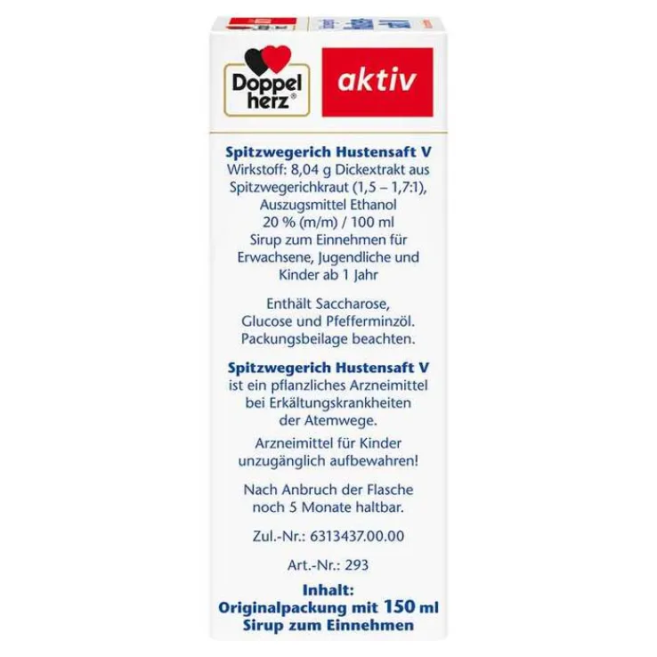 Doppelherz Spitzwegerich Hustensaft V, 150 ml
