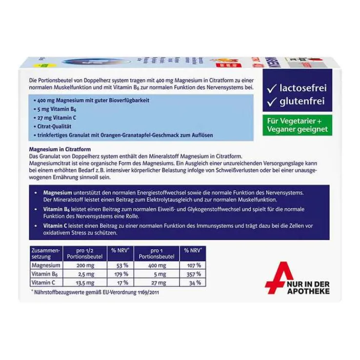 Doppelherz system Magnesium 400 Citrat Granulat, 20 St