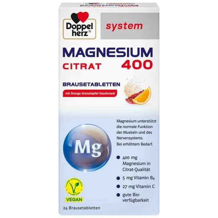 Doppelherz system Magnesium 400 Citrat Brausetabletten, 24 St