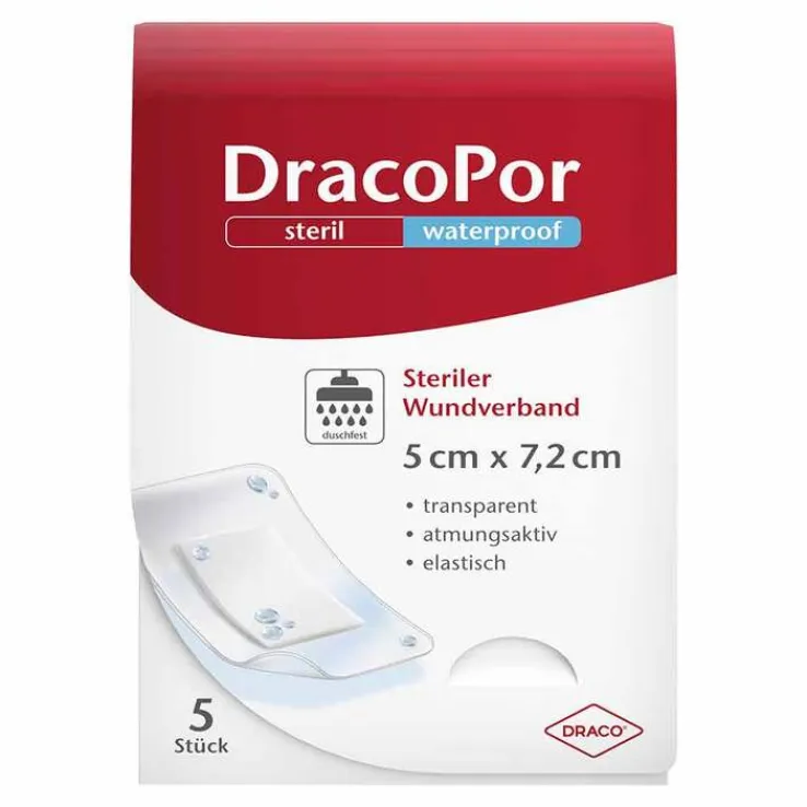 DracoPor waterproof Wundverband 5x7,2 cm steril, 5 St