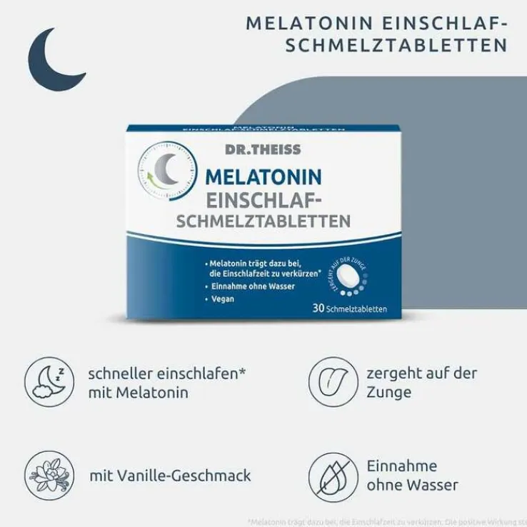 Dr. Theiss Melatonin Einschlaf-Schmelztabletten, 30 St