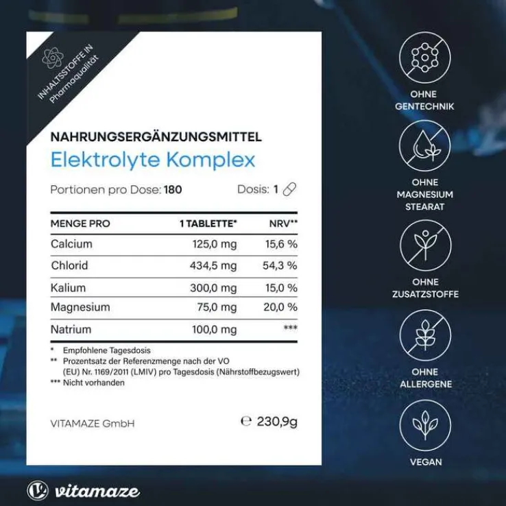 Elektrolyte Komplex Tabletten mit Magnesium vegan, 180 St